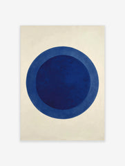 Minimalist abstract art print with two concentric blue circles on a white background