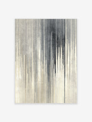 Abstract grey and black vertical lines with a drip effect on a textured off-white background