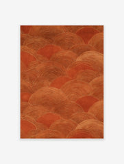 Abstract Japanese-inspired wave pattern wall art in orange and cream tones on premium satin paper