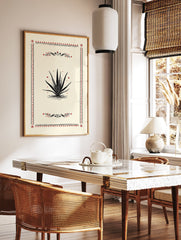 Vintage style poster featuring a black aloe vera plant illustration with red decorative borders and accents on a cream background. - Image 2