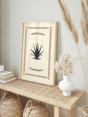 Vintage style poster featuring a black aloe vera plant illustration with red decorative borders and accents on a cream background. - Image 4