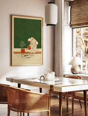 Astronaut wall art illustration showing an astronaut in a spacesuit watering a small potted plant on a beige floor. - Image 3