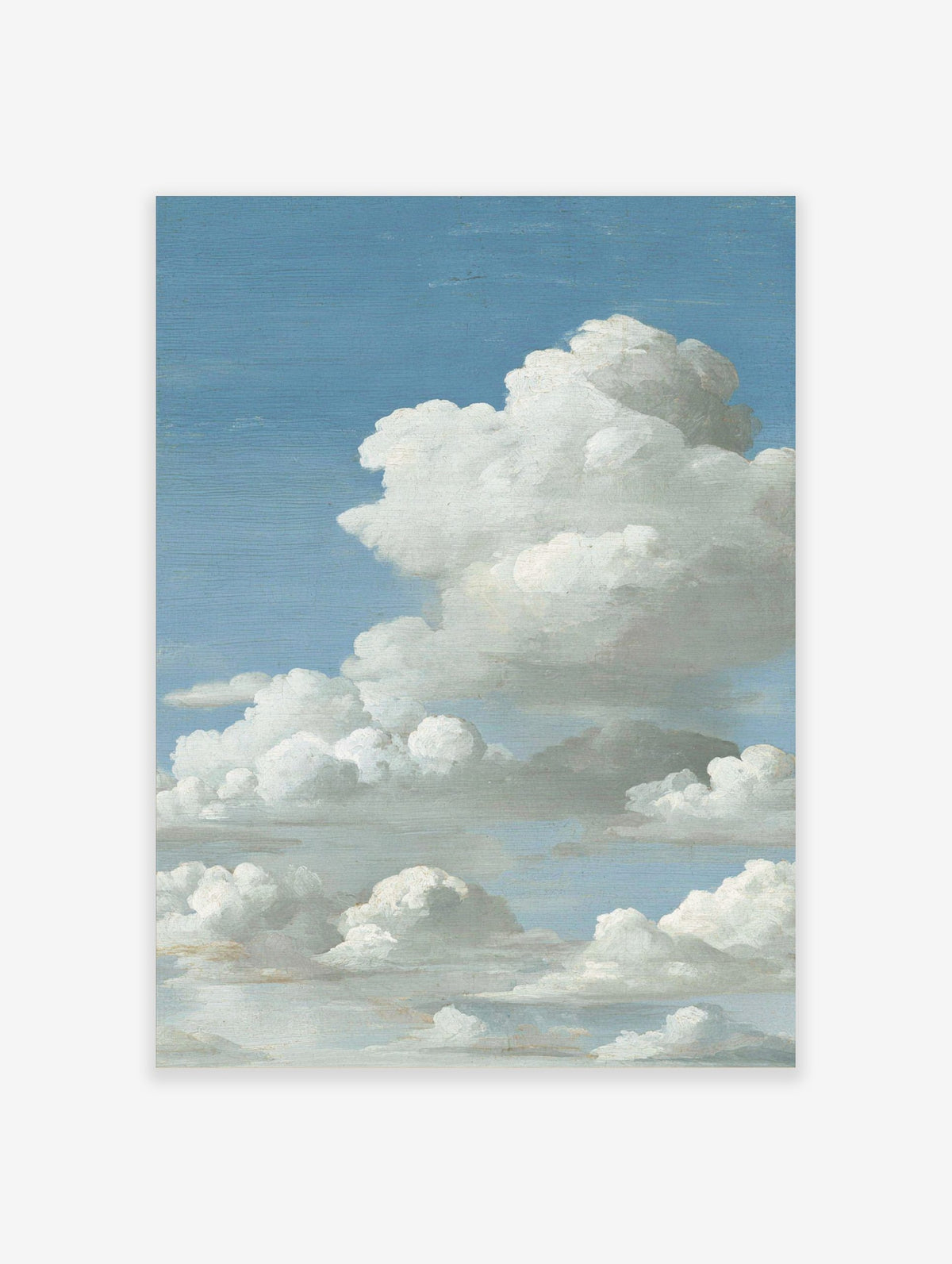 Close-up of fluffy white cumulus clouds against a bright blue sky, filling the vertical frame