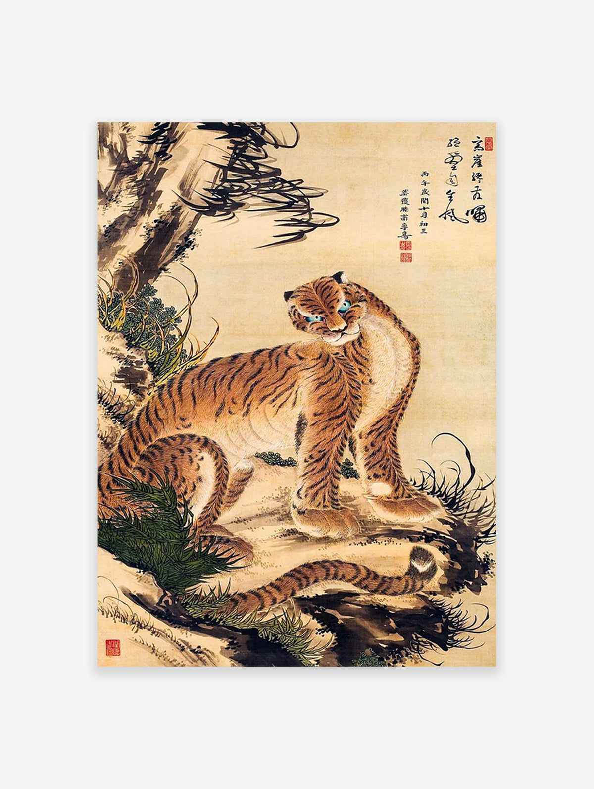 Vintage Japanese Tiger Poster, Japanese Animal Print