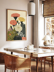 Illustrated cactus botanical poster with red, yellow, and cream flowers and green and black cacti on a light background. - Image 2