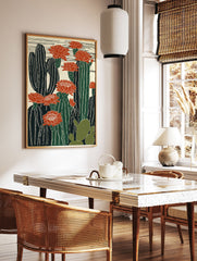Cactus poster featuring tall saguaro-like cacti and prickly pear with vibrant red desert flowers on a cream background. - Image 2