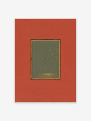 Celestial Wall Art print with golden stars over dark water, matted in green with a gold border and wide terracotta mat.