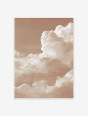Sepia tone photo of fluffy cumulus clouds filling the sky, creating an abstract and peaceful nature scene