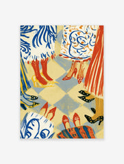 Fashion illustration art print featuring stylish women's legs and shoes on a checkered floor