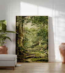 A detailed forest path poster with ancient trees, moss-covered roots, and lush green foliage creating a natural pathway. - Image 3