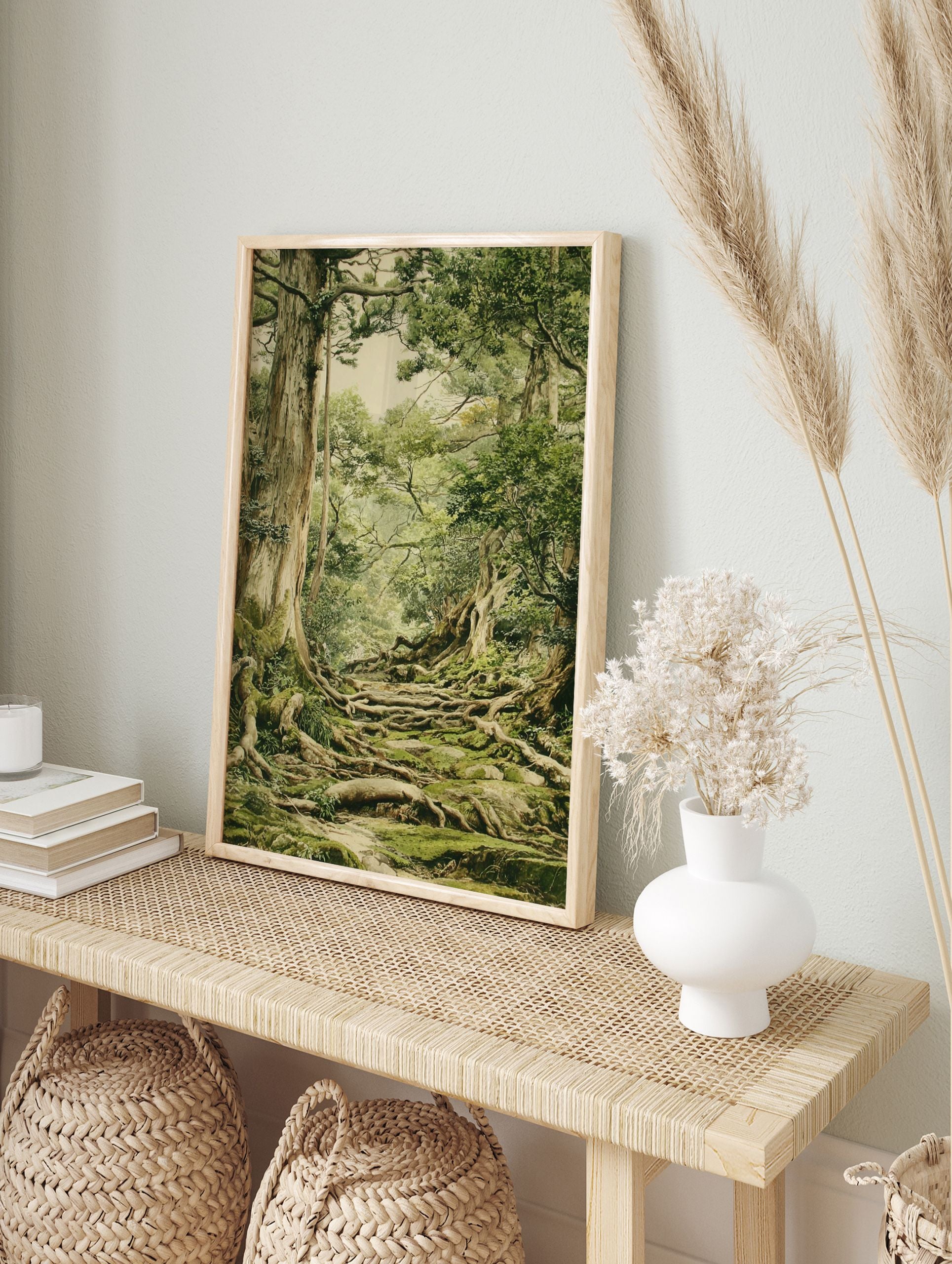 A detailed forest path poster with ancient trees, moss-covered roots, and lush green foliage creating a natural pathway. - Image 4