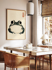 Japanese sumi-e ink illustration of a minimalist frog against a neutral background. Frog wall art print. - Image 3