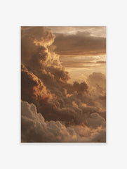 Dramatic golden sunset cloud formations in warm orange and brown hues, filling the sky