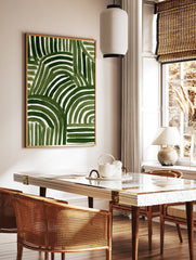 Green Abstract Wall Art with organic watercolor brushstroke patterns on a white background for modern decor. - Image 3