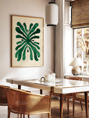 Abstract green botanical leaf illustration art print on a cream background, featuring stylized organic shapes. - Image 2