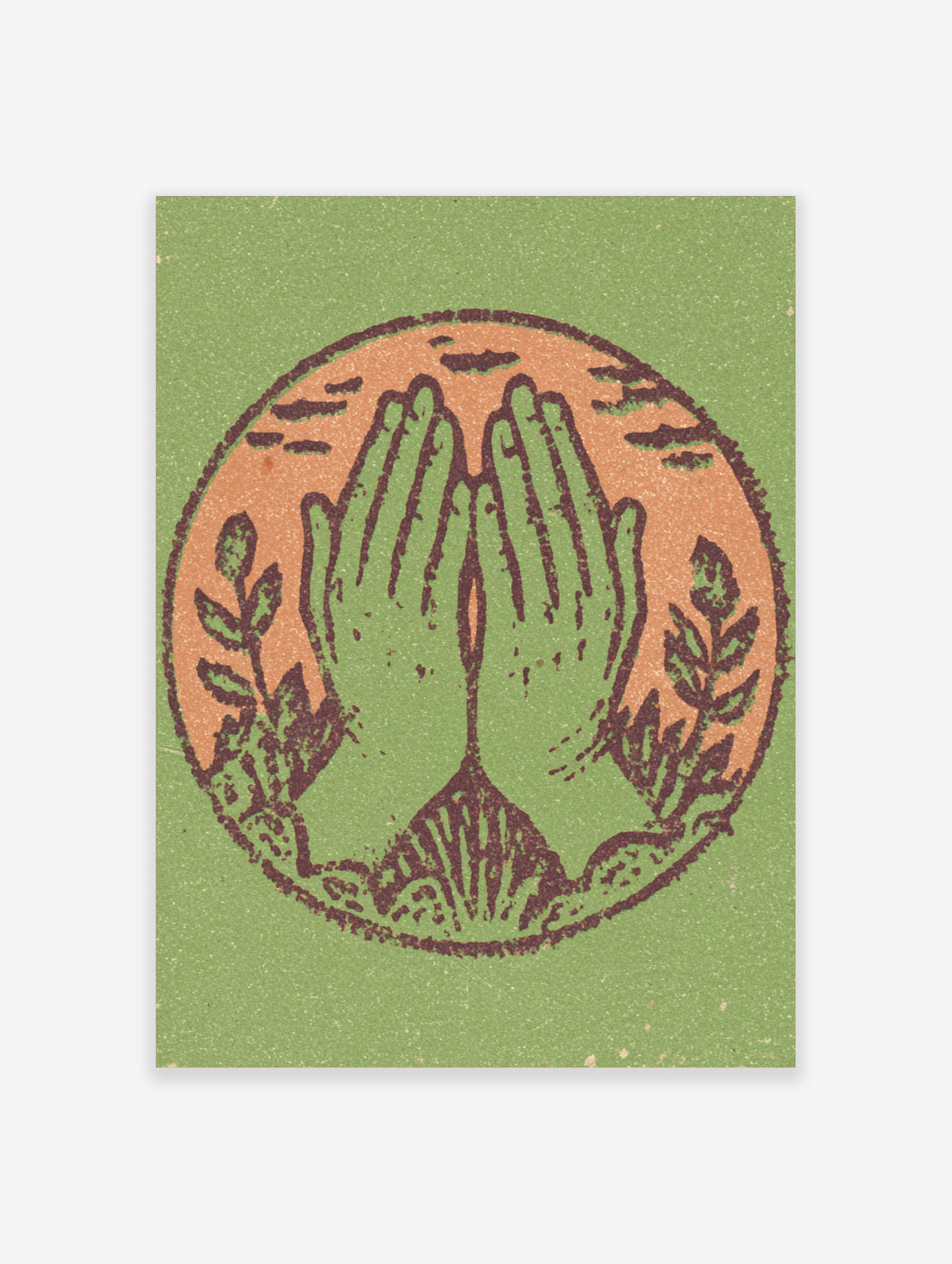 Green cactus desert art print with symmetrical succulent and orange sky