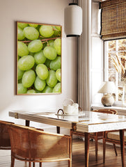 Close-up of fresh green grapes with water droplets on the vine, vibrant and natural photography print. - Image 2