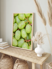 Close-up photography of fresh green grapes covered in water droplets on their stems, vibrant and natural. - Image 3