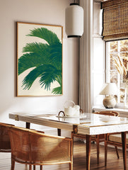 Close-up illustration of vibrant green palm leaves on a light textured background, a modern botanical art print. - Image 3