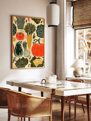 Illustrated harvest vegetable poster featuring pumpkins, carrots, tomatoes, cabbage, eggplant, and onions in a rustic style. - Image 2