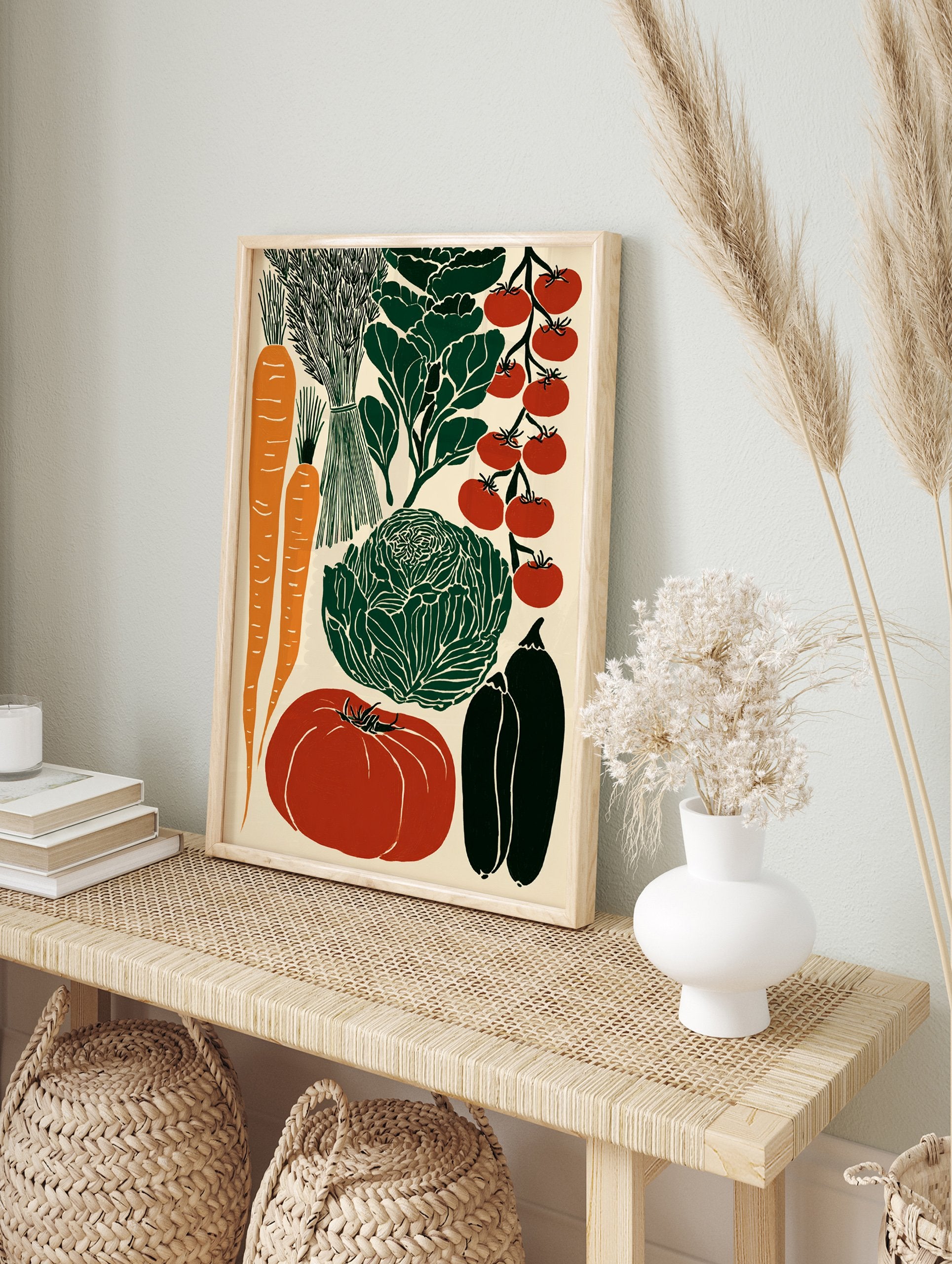 Harvest Vegetable poster featuring carrots, tomatoes, cabbage, and peppers in a modern botanical illustration style. - Image 4