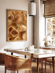 Close-up of iced coffee with ice cubes and cream swirling, a photographic iced coffee wall art print. - Image 3