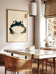 Minimalist Japanese sumi-e ink wash frog art print on a light beige background with a red artist's seal. - Image 3