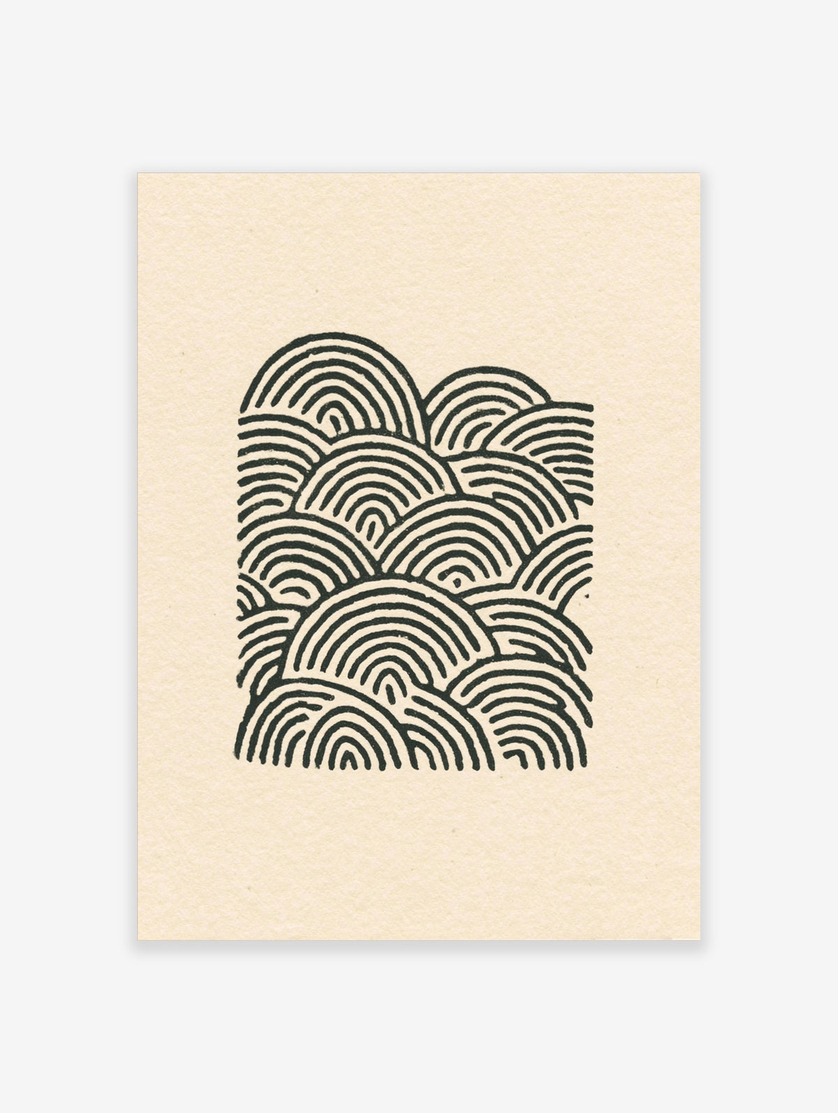 Seigaiha Japanese wave pattern poster with black arches on cream background