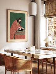 Stylized illustration of Jesus with long hair and beard, wearing a patterned red robe, DJing on a turntable. - Image 3