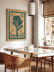 Joshua Tree poster featuring a vintage-style illustration of a desert landscape with suns and other plants. - Image 2