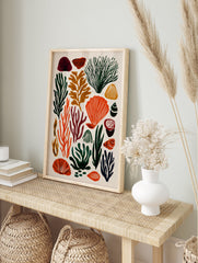 Stylized marine life poster featuring various seaweed, coral, and shell illustrations in green, orange, red, and brown colors. - Image 4