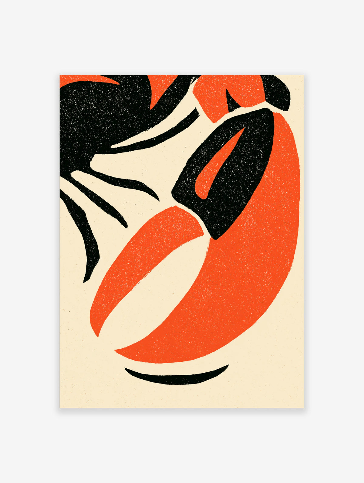 Orange and black abstract art print with sweeping botanical shapes on cream background