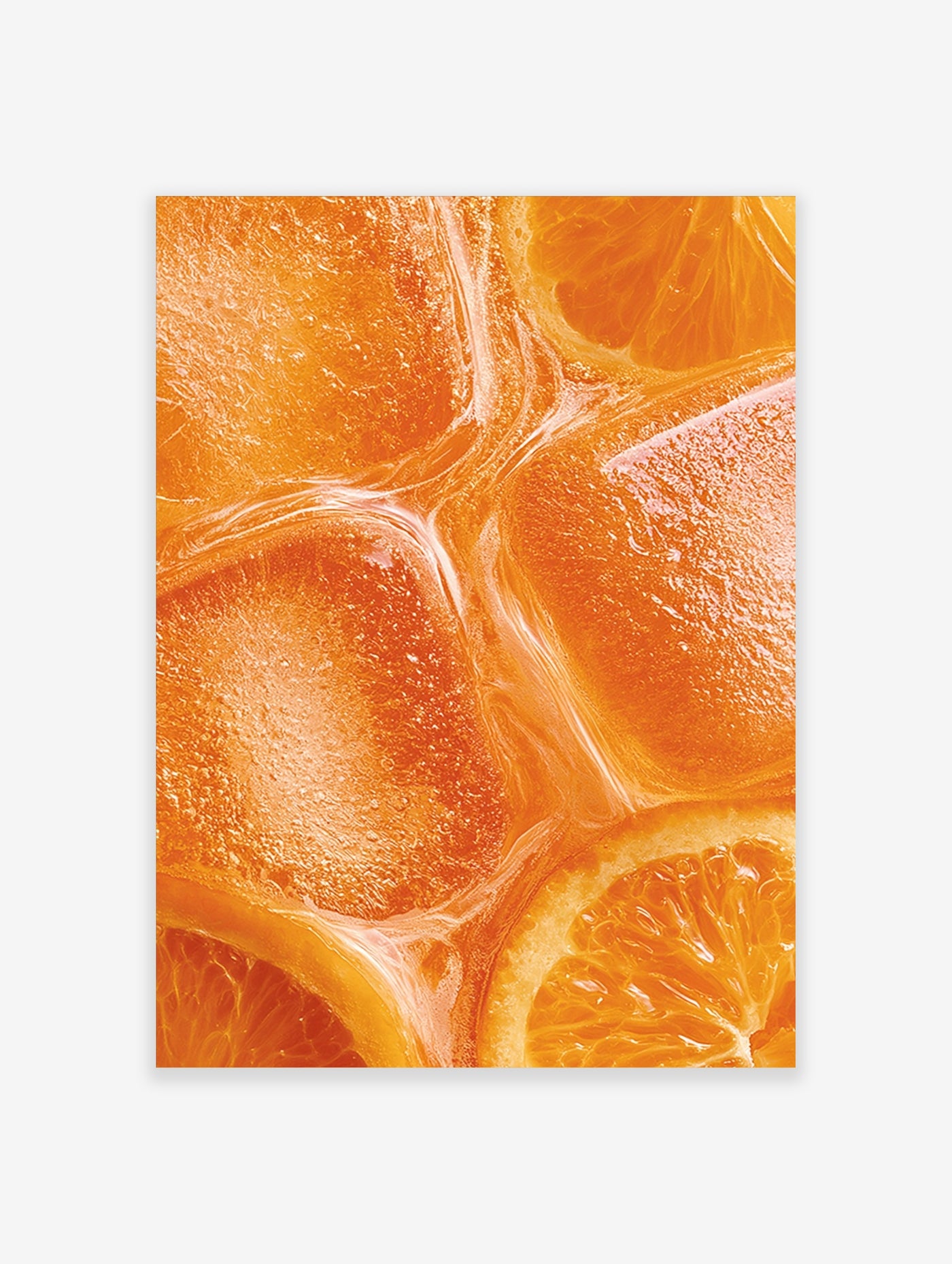 Macro photography of orange citrus fruit slices showing detailed pulp and rind texture in vibrant orange tones