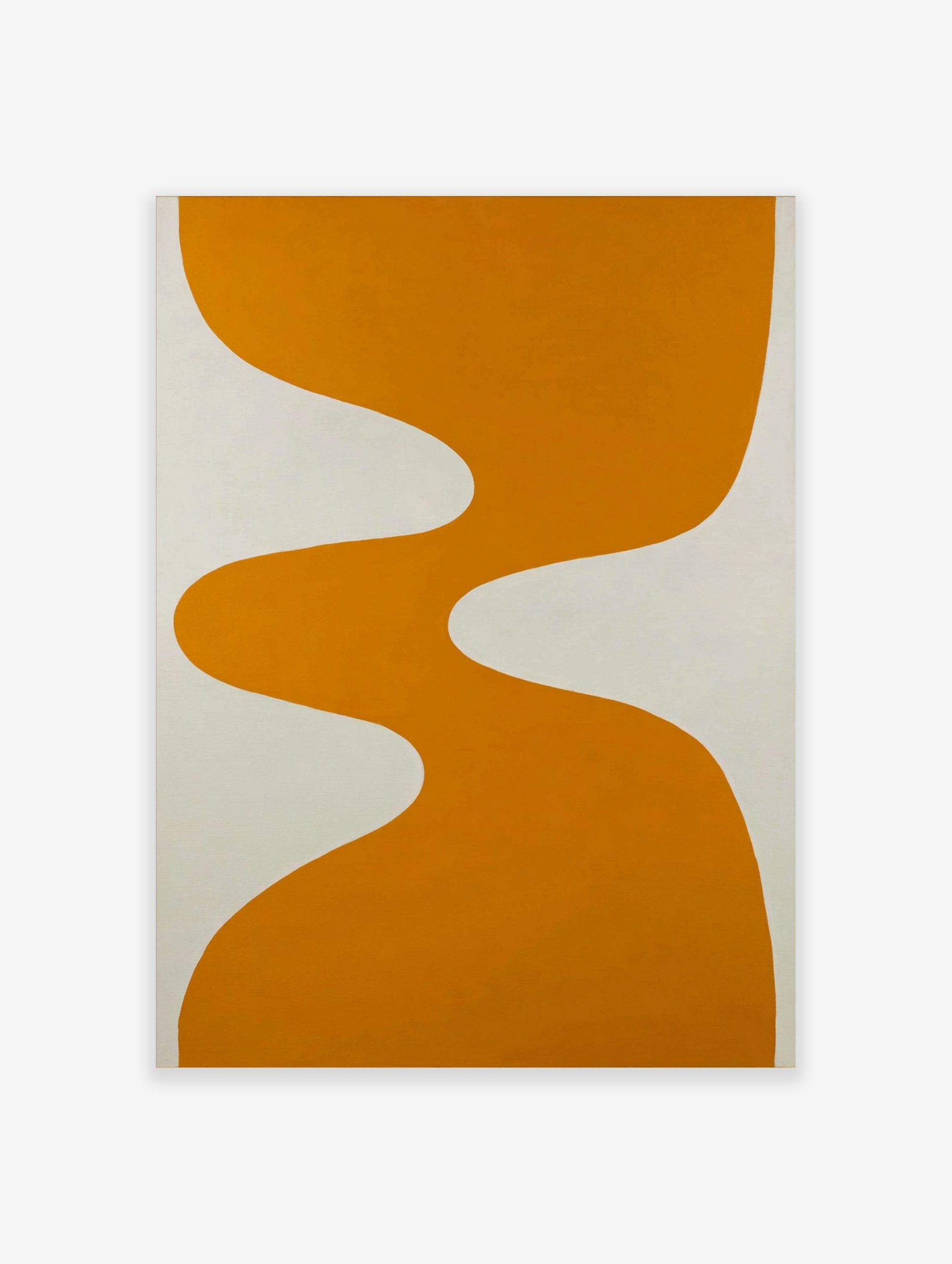 Orange wavy abstract shape on a white background, minimalist modern art print