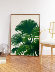 Green palm leaf botanical illustration art print on a light cream background, featuring lush tropical foliage. - Image 2