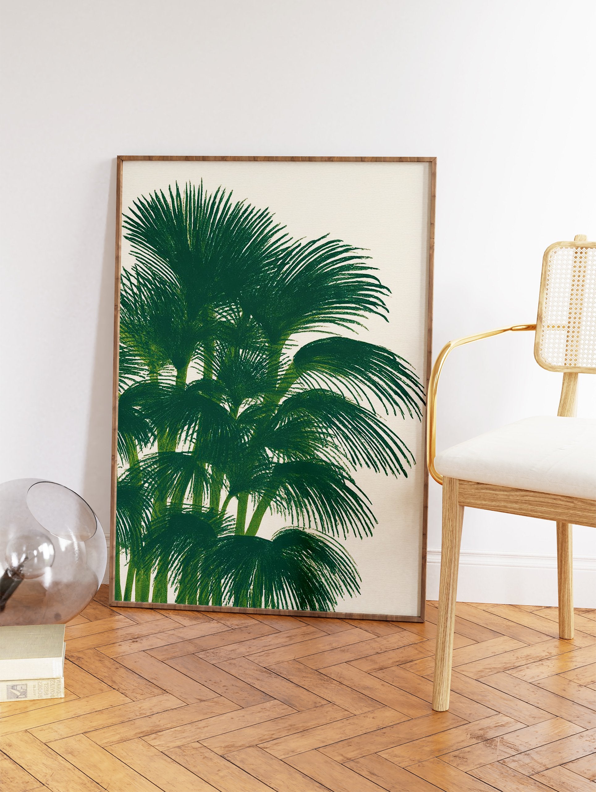 Green palm tree fronds botanical illustration art print on a light background - Image 2