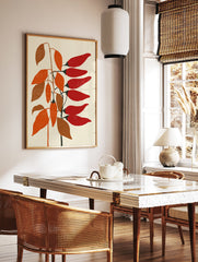 Red chili pepper plant botanical illustration poster with orange and brown leaves on a cream background. - Image 2