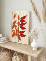 Red chili pepper plant botanical illustration poster with orange and brown leaves on a cream background. - Image 4