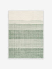 Minimalist abstract wall art print featuring horizontal stripes in sage green and off-white with a woven fabric texture
