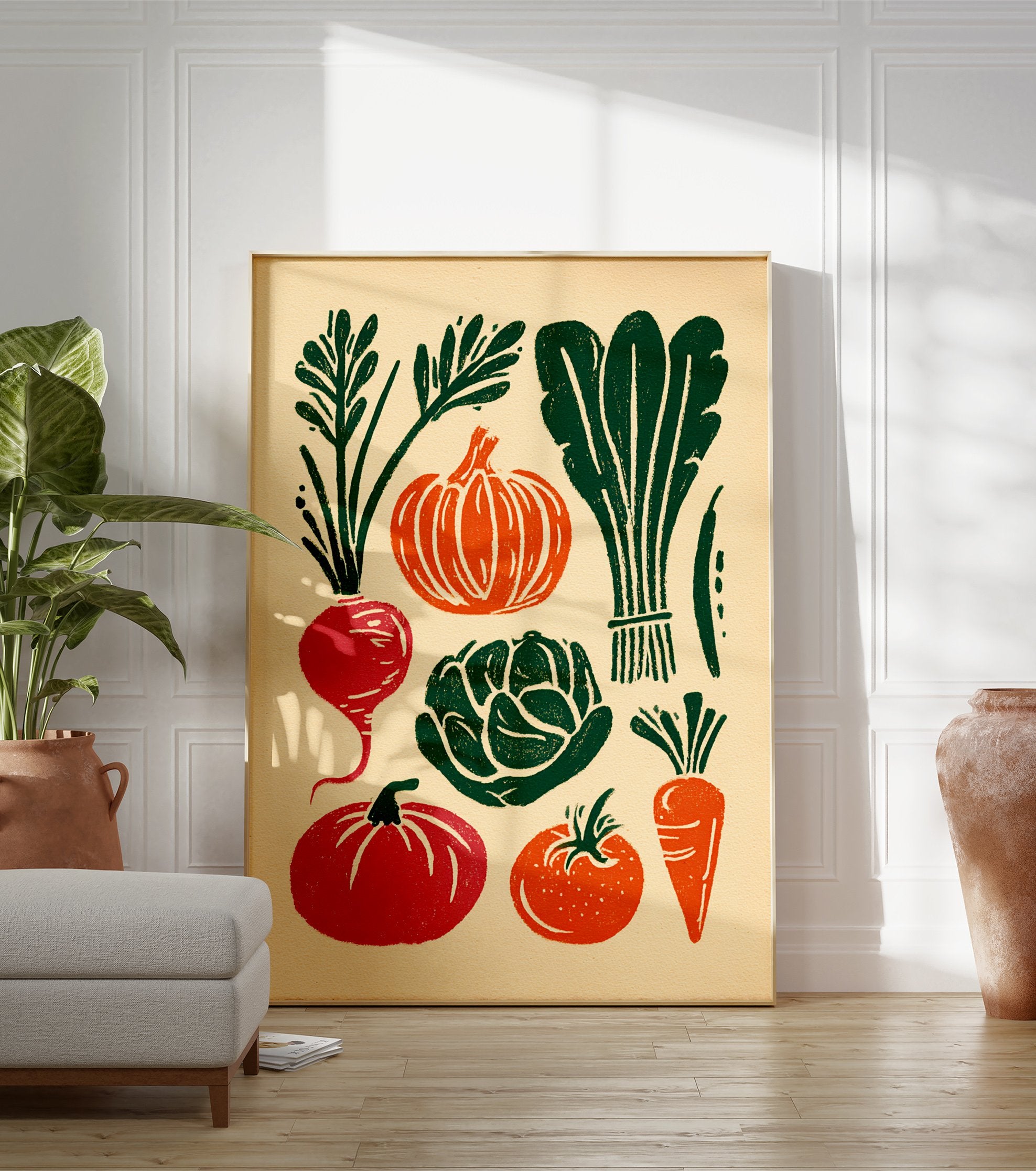 Rustic vegetable harvest poster with illustrations of radish, pumpkin, cabbage, tomato, carrot, and leafy greens. - Image 3
