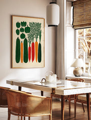 Poster featuring stylized green squash, orange carrots, and red carrots with green tops on a cream background, in an illustrative style. - Image 2