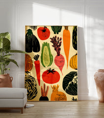 Rustic vegetable poster featuring illustrated tomatoes, carrots, beets, and other garden produce on a cream background. - Image 3