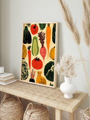 Rustic vegetable poster featuring illustrated tomatoes, carrots, beets, and other garden produce on a cream background. - Image 4