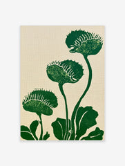 Green Venus Flytrap botanical illustration print on a light beige background