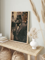 Vintage gorilla poster showing a dapper gorilla in a suit and top hat, smoking a cigarette, with a blurred street background. - Image 4