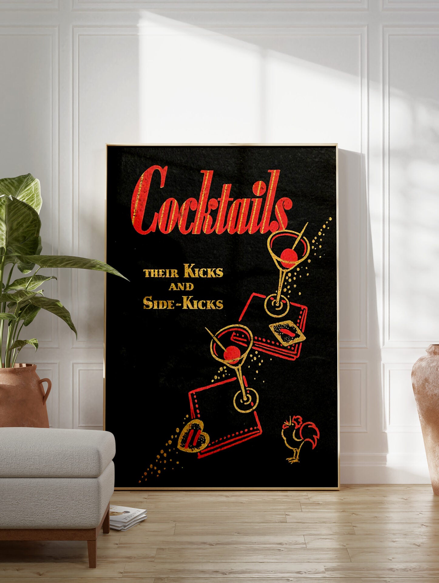 Vintage Neon Cocktails Poster, Alcohol Print