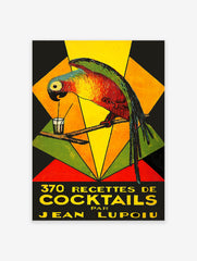 Vintage Cocktail Poster, Drinking Parrot Print