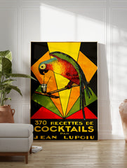 Vintage Cocktail Poster, Drinking Parrot Print