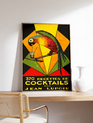 Vintage Cocktail Poster, Drinking Parrot Print