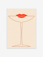 Vintage Cocktail Poster, Lip Print